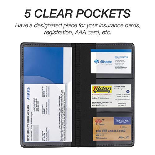 Samsill Car Registration Holder, Vehicle Glovebox Organizer Wallet For Insurance Documents, Leatherette, Key Contact Information Cards, Black #TOP1