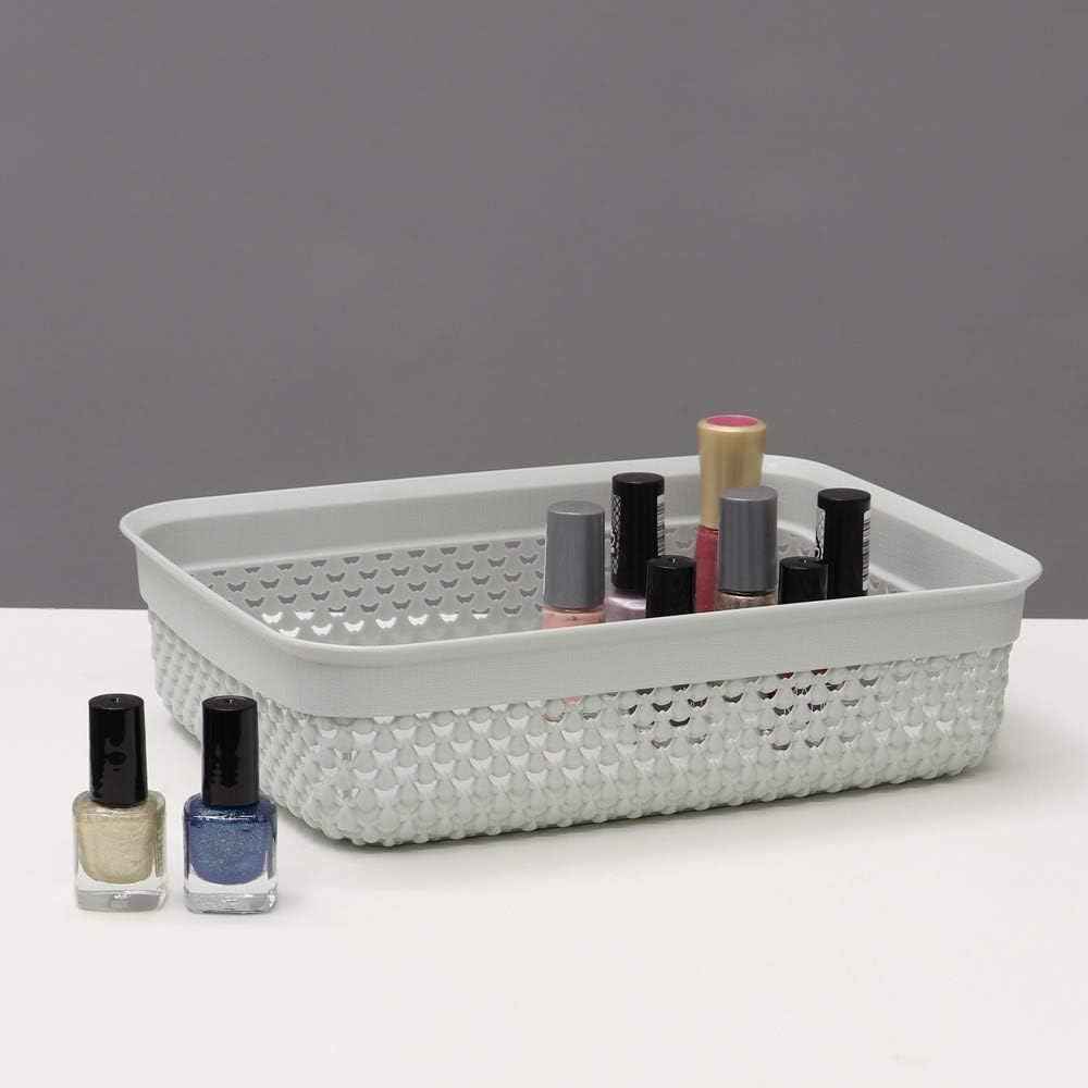 JVL Droplette Design Plastic Storage Basket, 2.2L, 7 x 25 x 20 cm Approx, Grey, One Size
