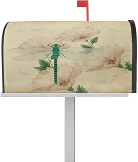 Welcome Mailbox Cover Standard Size 18x21 Inch Dragonfly Mailbox Cover White Wood Magnetic Mailbox Covers Post Wraps Letter Box Cover for Home Garden Yard Decor