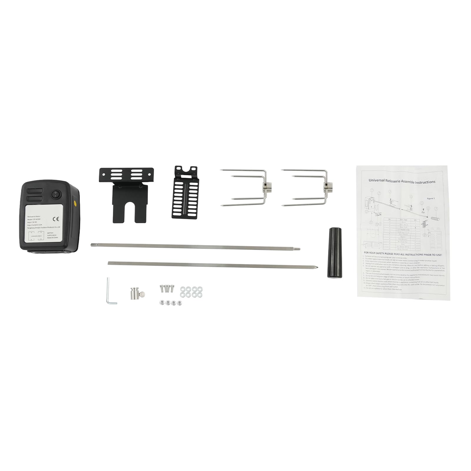 Zestaw szpikulców do grilla ze stali nierdzewnej, klamra do mięsa, grill na
