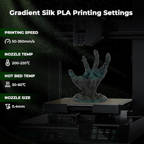 Image of AMOLEN PLA 3D Printer Filament, PLA Filament 1.75mm Silk Black Shiny Green Filament, 3D Printing Filament 1KG /2.2lb