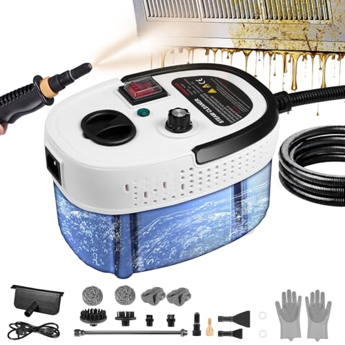 Handheld Steam Cleaner 2500 W Portable Steamer for Cleaning with 1.2L Large Water Tank,6-Level Adjustable,15s Fast Heating,4 Types of Brush Heads,Multi-Purpose Steamer for Car,Kitchen, Bathroom,Tiles