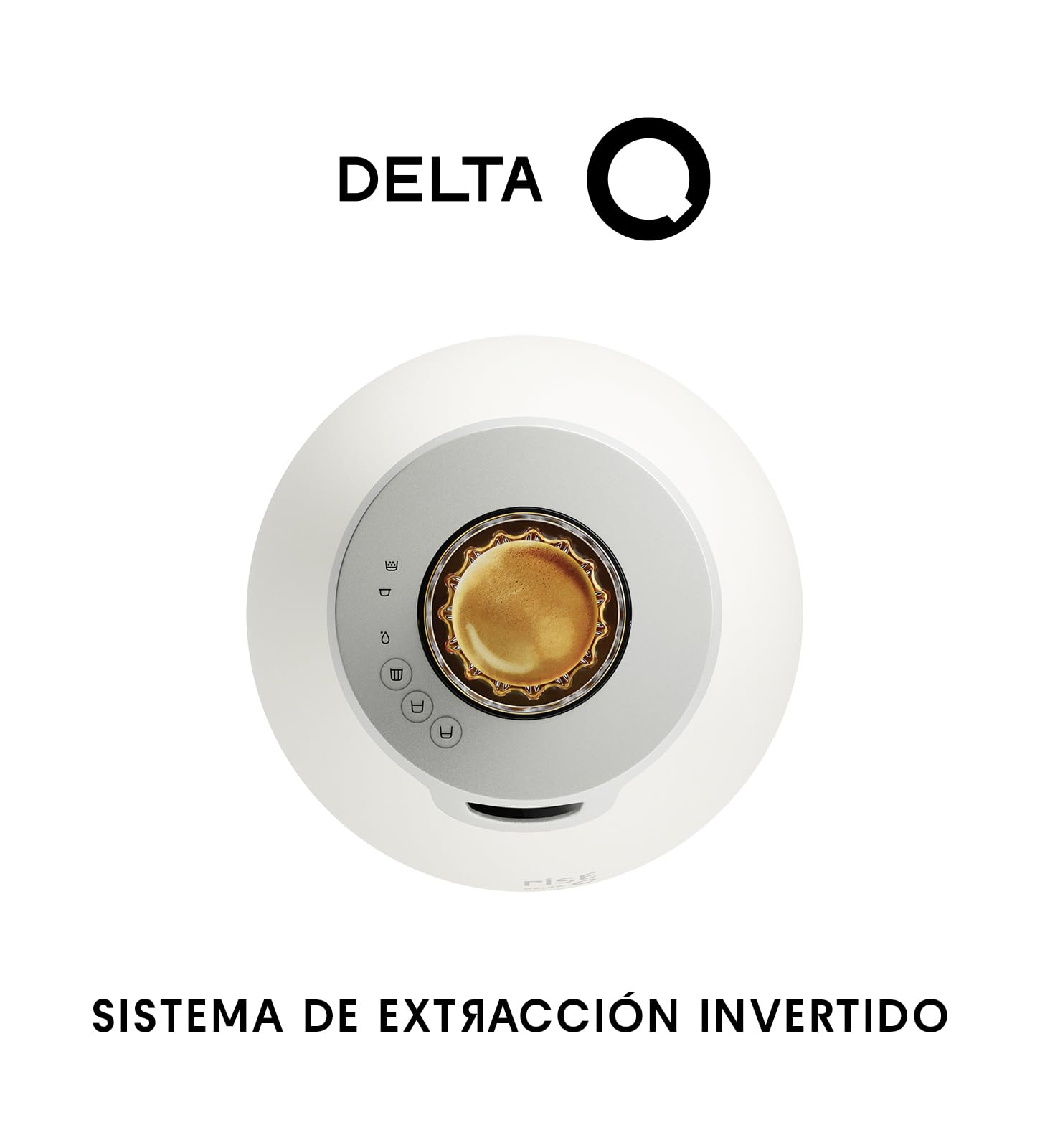 Delta Q | Cafetera Rise Blanco 19 Bares Extracción Inversa + 20 cápsulas | Incluye 20 Cápsulas Intensidad 14 + 10 Descafeinado, 6 Tazas Compatibles