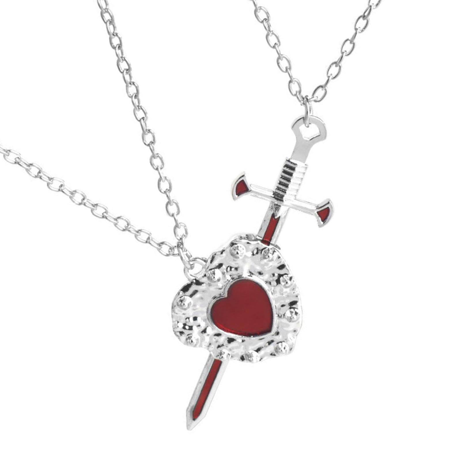 Maxtonser Swords Heart Couple Necklace Women Collarbone Chain for Anniversaries and Dates Stylish Daily Wear Neckchain Accessory