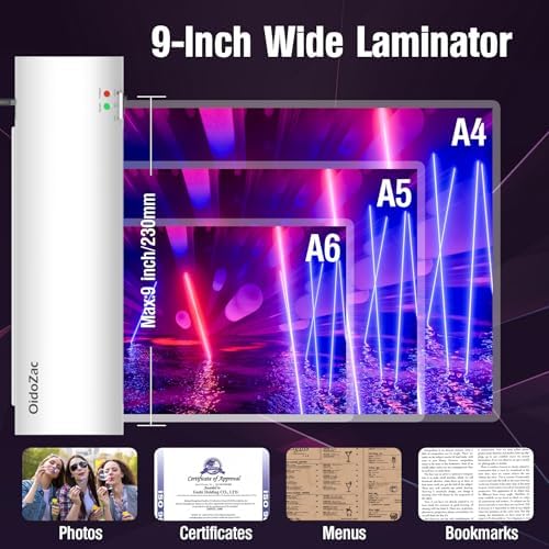 Laminator Machine, 9-Inch Letter Size Laminating Machine with 15 Laminating Pouches for Small Desktop, 4 in 1 Never Jam Thermal Laminator with Trimmer Corner Rounder for Office School Home - 5
