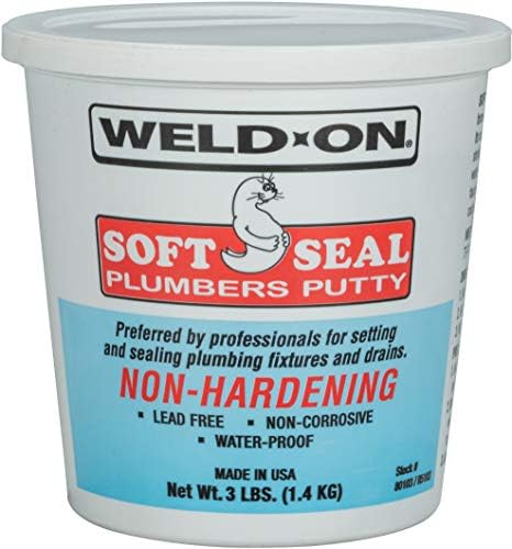 Weld-On 80103 Soft Seal Stain-Free Plumber's Putty - Lead-Free, Non-Corrosive, and Waterproof, 3 Pounds