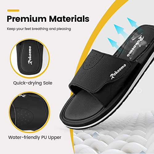 Mens Slide Sandals Adjustable Athletic Casual Comfort Lightweight Open Toe Slides Sport Sandals with Memory Foam Soft Cushion Footbed3