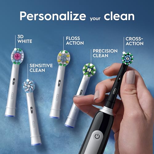 Oral-B Pro 1 X2 Electric Toothbrushes For Adults, Oral B Electric Toothbrush, With 3D Cleaning, 2 Toothbrush Heads, Gum Pressure Control, 2 Pin UK Plug, Pink & Black - 7