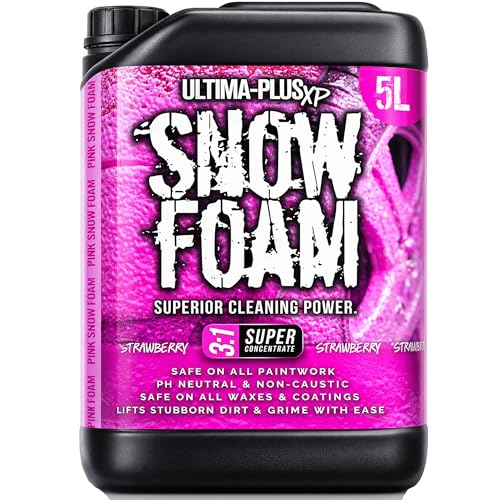 Ultima-Plus XP Pink Snow Foam pH Neutral Car Shampoo Wash - Super Thick Foam Pre-Wash Vehicle Cleaning Detailing - Strawberry Fragrance (5 Litres)