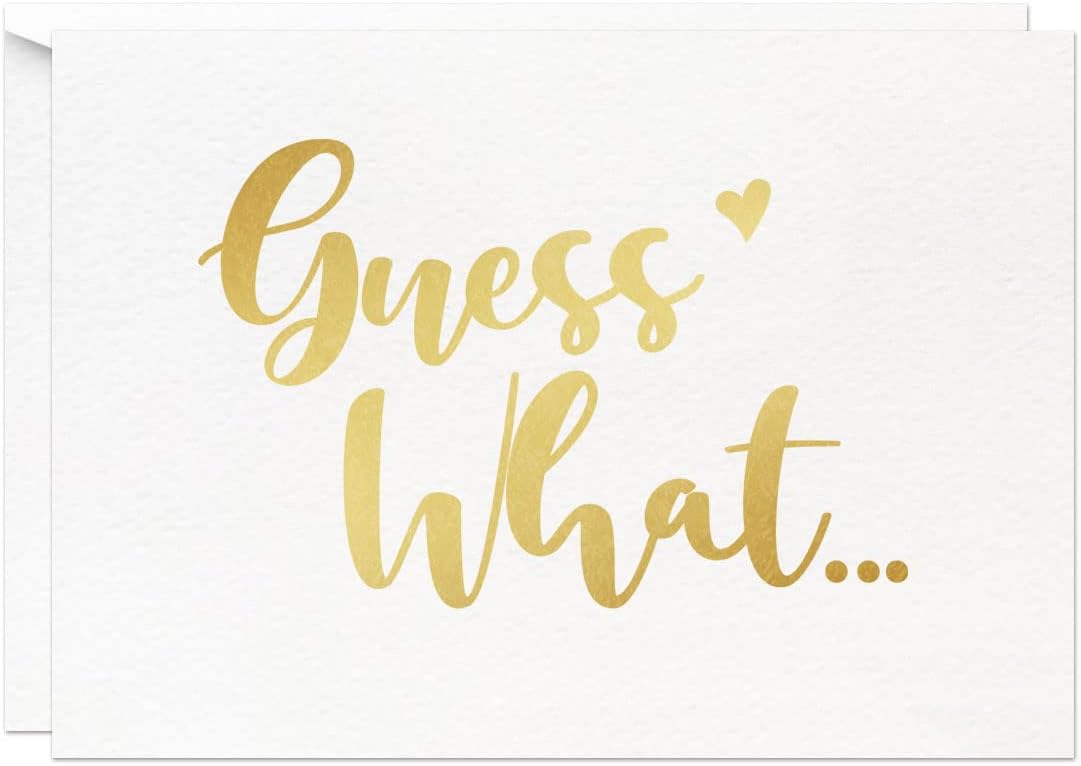 MAGJUCHE Someone Wants To Say Hello Pregnancy Announcement Card, Gold Foil Scan Photo Card