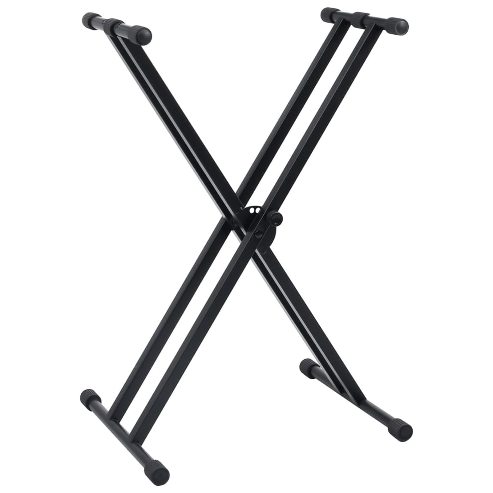 Lechnical Supporto Tastiera a Doppia Staffa Set con Sgabello Gambe Sostegno Base Appoggio Porta Pianola Stand Accessori Musica Strumenti Nero-70097