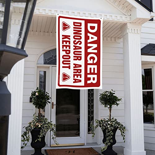Drapeau Danger Dinosaur Area poster mural chambre ado original 152x244 cm - 7