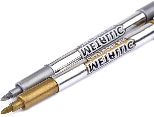 Miniatura 5 de MyLifeUNIT Rotuladores metálicos, paquete de 10 marcadores permanentes dorados y plateados, punta fina (5 dorados, 5 plateados)