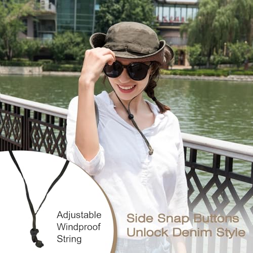 Image of Bucket Hat Wide Brim UV Protection Sun Hat Boonie Hats Fishing Hiking Safari Outdoor Hats for Men and Women