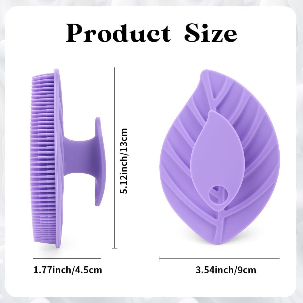 2 Pack Silicone Body Scrubber, Soft Silicone Loofah, Gentle Exfoliating Body Scrubber for Sensitive Skin, Leaf Shaped Shower Scrubbers, Silicone Scrubbers Body Brush for Women Men (Pink & Purple) - Image 2