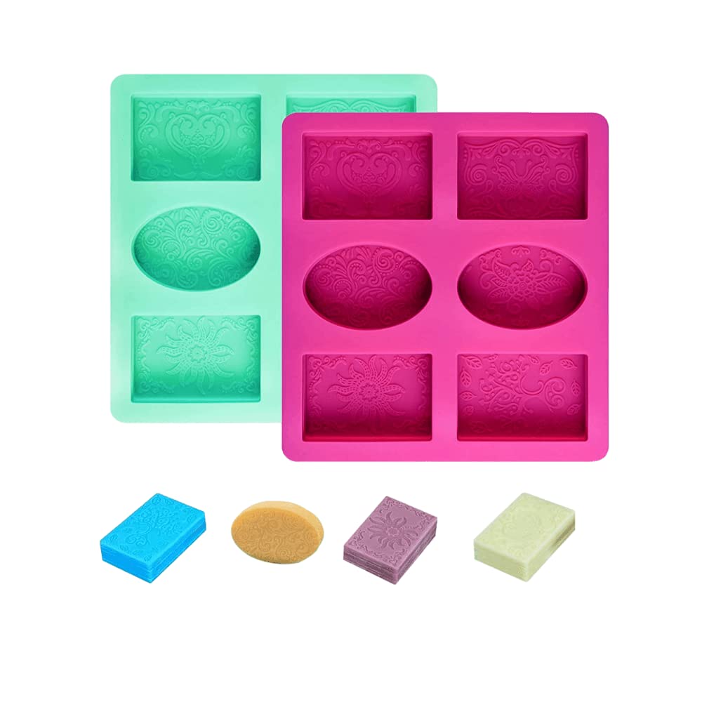 LOYALSE Silicone Mould Soap Silicone Moulds Soap DIY Soap Mould Silicone Soap Mould for DIY Handmade Soap (Pack of 2)