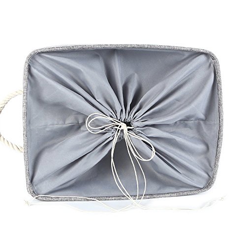 Thewarmhome Fabric Storage Basket Cloth Storage Bin Decorative Basket With Cotton Rope Handles Dog Toy Storage Shelf Basket Closet Basket For Home Office Books(Extra Jumbo, Grey) #TOP6