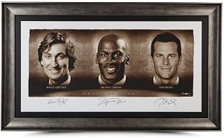 Topps Michael Jordan Gretzky Tom Brady Autographed 24X48 Framed Lithograph #/100 Uda - Autographed Nfl Art