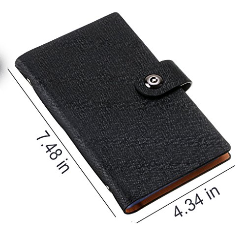 LOYMR 300 Cards PU Leather Business Name Card Books Office Business Card Holder Credit Cards Organizer Black - Thumbnail 2