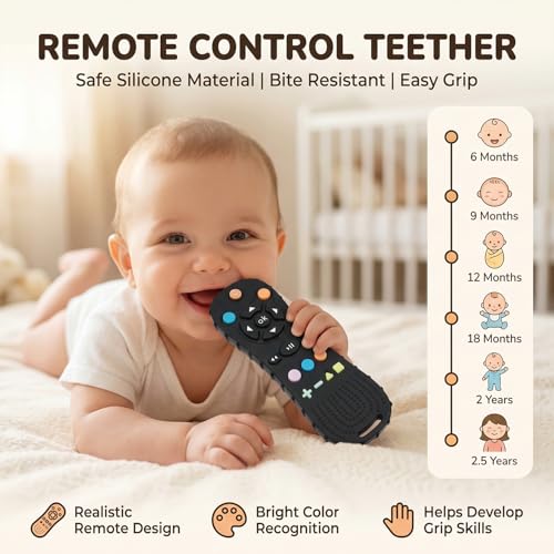 Image of StarAndDaisy Silicone Baby Remote Teether for New Born Babies 6-12 Months | BPA Free Chewable Teething Toy | Soft Silicone Baby Teether for Gum Relief & Sensory Play