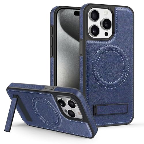 Étui en cuir bleu iPhone 12 Pro Max haut de gamme à clapet et support magnétique