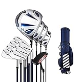 Komplettes Einsteiger-Golfschläger-Set, Herren-Golf-Komplettset Golf, Carbonschaft, 12er-Pack mit Cartbag (Color :Silver)