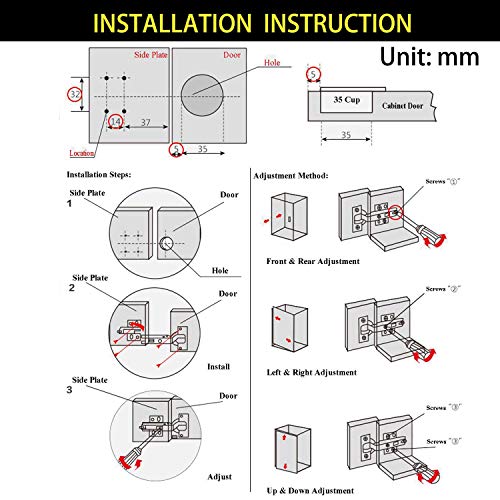Tambee 175 Degree Hinges Frameless Cabinet Doors Hinges Face Soft Close Wardrobe Door Self Closing Stainless Steel Hydraulic Buffer Dampers For Cupboard Gate,Long Tail (2 Pair Half Cover) #TOP4