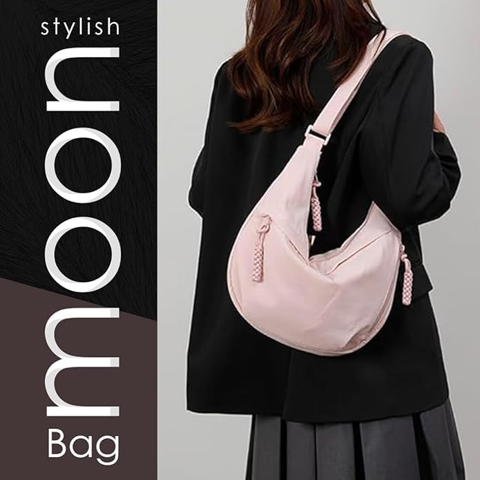 Image of Stvin Crossbody Travel Sling Bags for Women and Men, Crescent Shoulder Purse Bag with Zipper & Adjustable Strap, Half - Moon Shaped Waist Bag, Unisex Chest Bag - Nylon Fabric