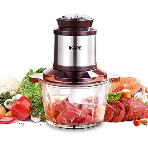 IKARE Electric Universal Chopper 250 W Multi Chopper 2 L Glass Container 4-Blade Stainless Steel Knife Kitchen Wolf for Meat, Fruit, Vegetables and Baby Food Cover