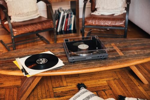Image of Audio-Technica Fully Automatic Belt-Drive Stereo Turntable, Hi-Fidelity, Plays 33-1 /3 and 45 RPM Vinyl Records, Dust Cover, Anti-Resonance, Die-Cast Aluminum Platter (Wired, Gun-Metal /Black, Solid)