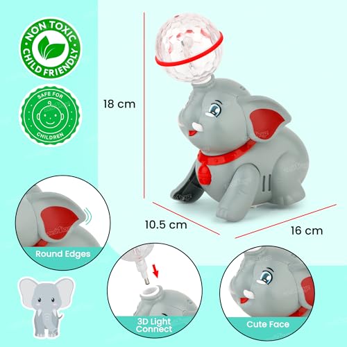 Image of Zest 4 Toyz Musical Elephant Toy for Kids with 360 Degree Rotating Disco Ball Light & Sound Toy Walking & Crawling Toys for Kids Boys & Girls - Multicolor