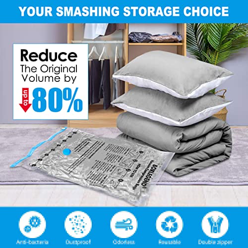 BoxLegend Vacuum Storage Bags 6 Packs Space Saving Vacuum Pack Storage Bags 3 Large 80x60cm+3 Medium 70x50cm Double Zip Seal & Leak Valve Reusable for Clothes Pillow Comforters Bedding - Image 2