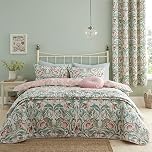 Catherine Lansfield Bedding Clarence Floral King Duvet Cover Set with Pillowcases Natural/Green
