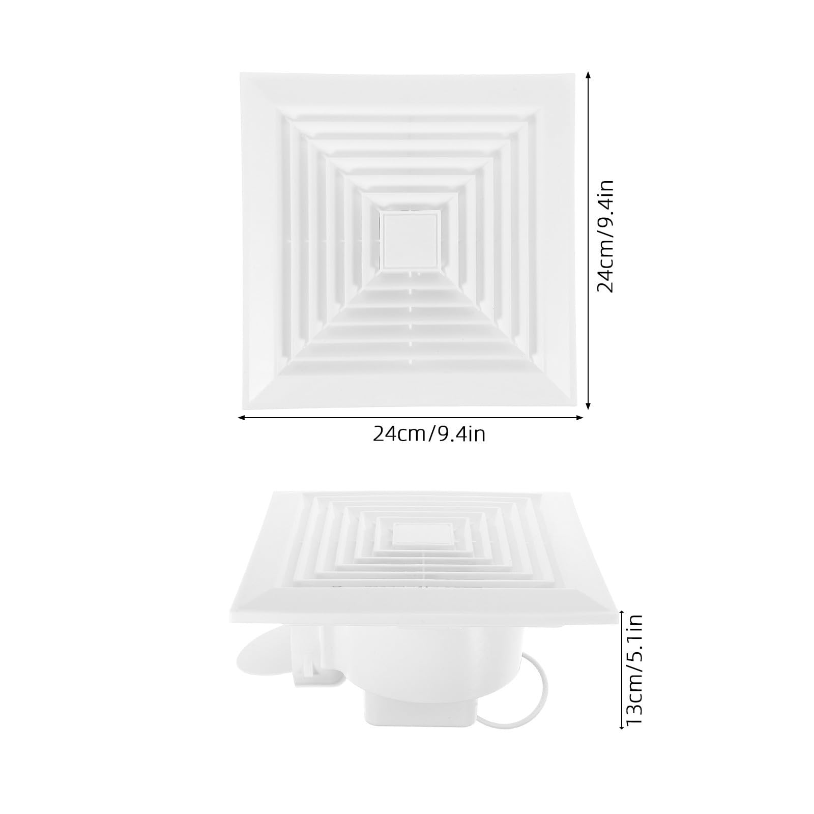 Ventola di Ventilazione da Bagno Incassata Bianca ABS per Casa