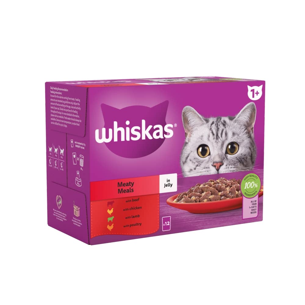WHISKAS 1+ Cat Pouches Tasty Mix Catch Of The Day in Gravy 12x85g