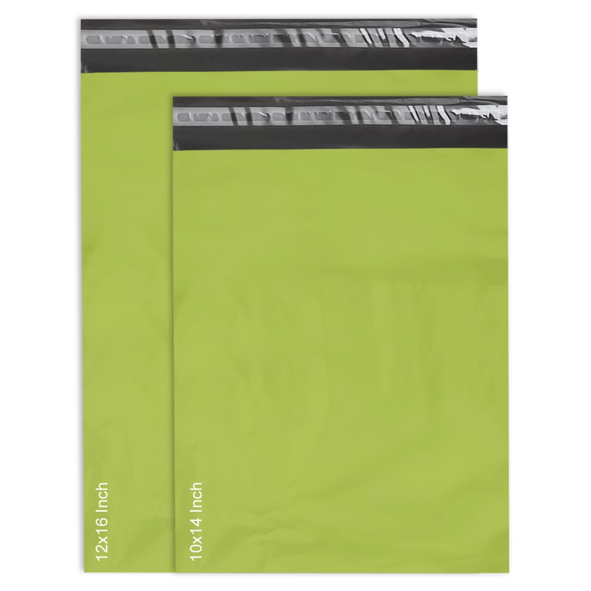 JeeJaan® 50 Pcs Mixed Neon Green Mailer 2 Sizes 25 from Each 10 X 14 and 12 X 16 - Poly Postal Self Seal Bags - Ship Your Valuables with Our Durable and Secure Mixed Neon Green Mailing Bag