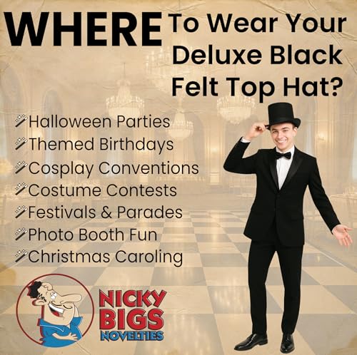 image for Nicky Bigs Novelties Tall Black Top Hat For Adults – Magician Top Ha