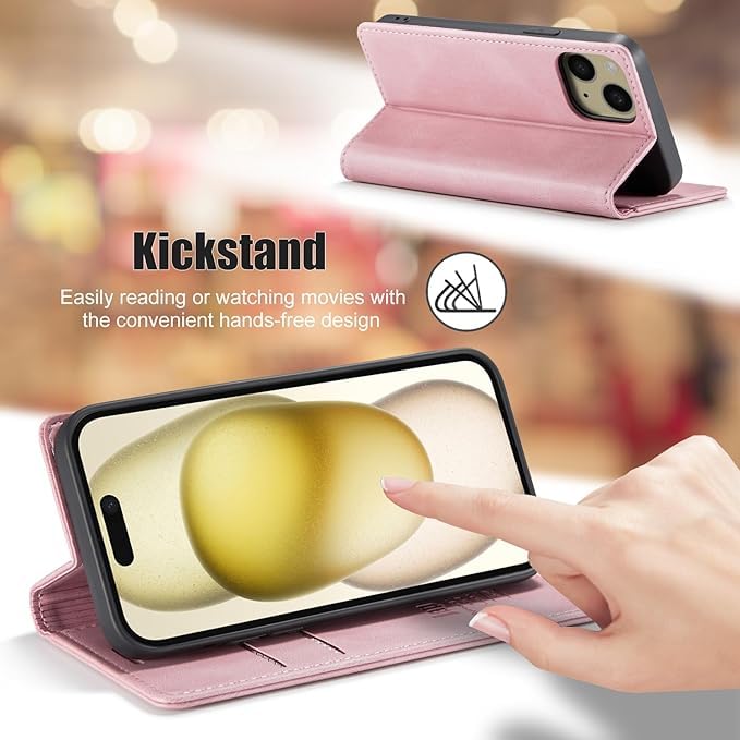 Image of ClickCase for Samsung Galaxy S24 FE 5G Sheepskin Series Faux Leather Wallet Flip Case with Video Stand & Magnetic Closure Lightweight Flip Cover for Samsung Galaxy S24 FE 5G (Pink)