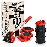 Heavy Furniture Movers with Wheels Set - Appliance Lifter with Moving Sliders that Lift Up to 660 Lbs - Heavy Duty Furniture Lifter Tool, 4 Pcs Appliance Movers Sliders and Lifting Extender Included