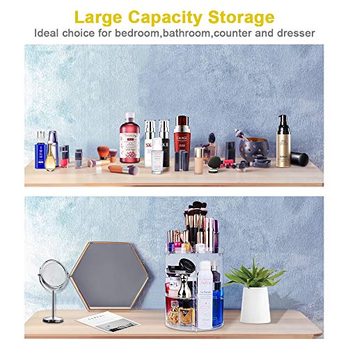 Organizador de maquiagem rotativo 360, organizador de cosméticos giratórios destacáveis de grande ca