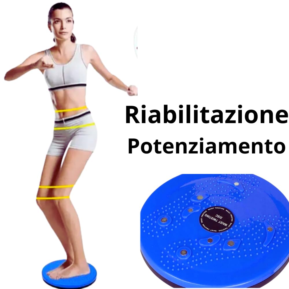 Pedana Riabilitazione functional board Torsione Busto Riabilita Modella Scolpisce Rassoda Fianchi Addome color (blu)
