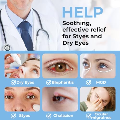 Aroma Season Heated Eye Mask for Dry Eyes, Warm Eye Compress with Flaxseed for MGD, Dry Eye Syndrome, Chalazion Blepharitis Stye Eye Treatment, Steam Moist to Unclog Glands (Blue)