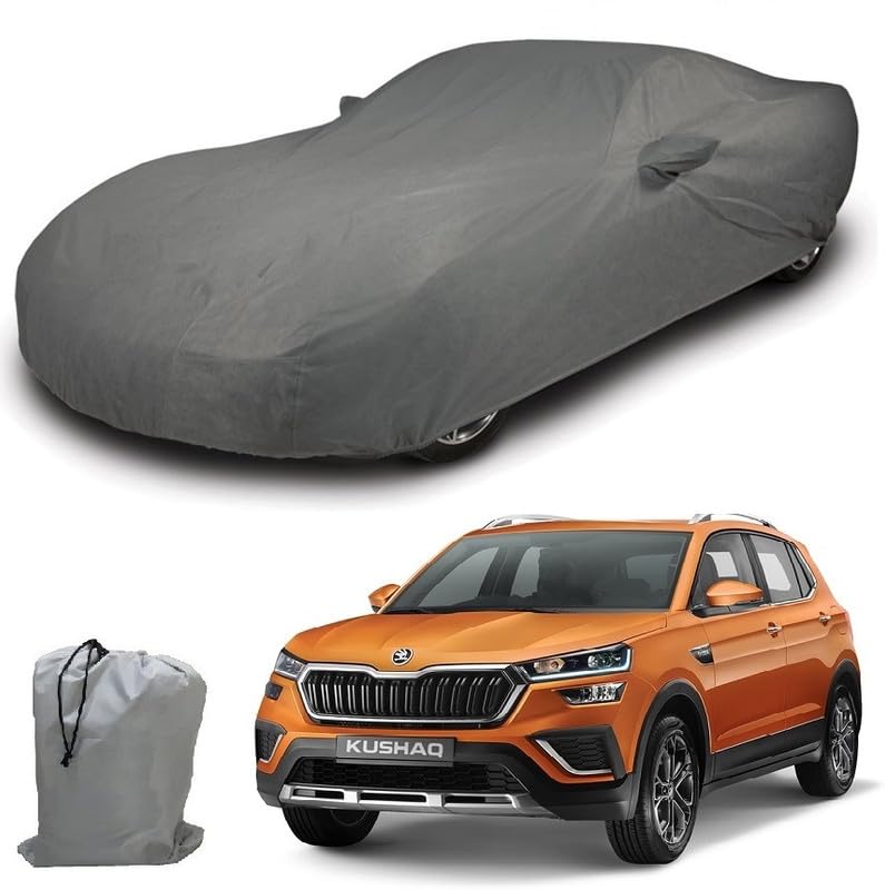 Image of ARCUATE Triple Layer Custom fit Car Body Cover for Skoda Kushaq |Top Layer Dustrproof | Middle Layer Waterproof | Bottom Layer Scratch Protection | Outdoor Indoor Fabric
