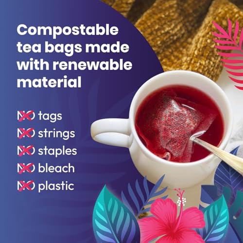 Image of Cederberg Tea Company Organic Hibiscus Tea - 30 Tea Bags | Organic Herbal Tea From Single Origin | Eco-Friendly Tea Bags | Non-GMO Caffeine Free Tea With Zero Sugar