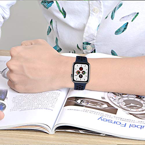 Svisvipa Sport Bands Compatible For Apple Watch Bands 42Mm 44Mm 45Mm 49Mm,Breathable Soft Silicone Sport Women Men Replacement Strap Compatible With Iwatch Ultra & Se & Series 8/7/6/5/4/3/2/1,Midnightblue Black #TOP4