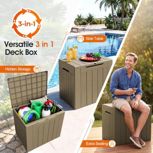 Image of Greesum 33 Gallon Outdoor PP Storage Container, All Weather Resisitant Storage Box, Coffee