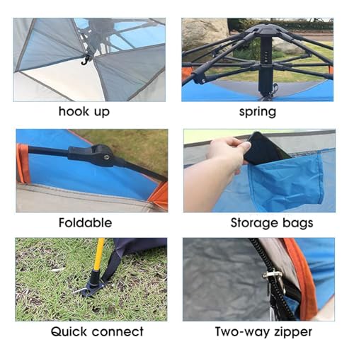Carpa automática impermeable doble capa azul miniatura 2