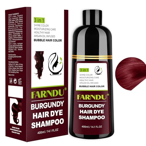 Farndu Red Burgundy Hair Dye Shampoo for Women & Men