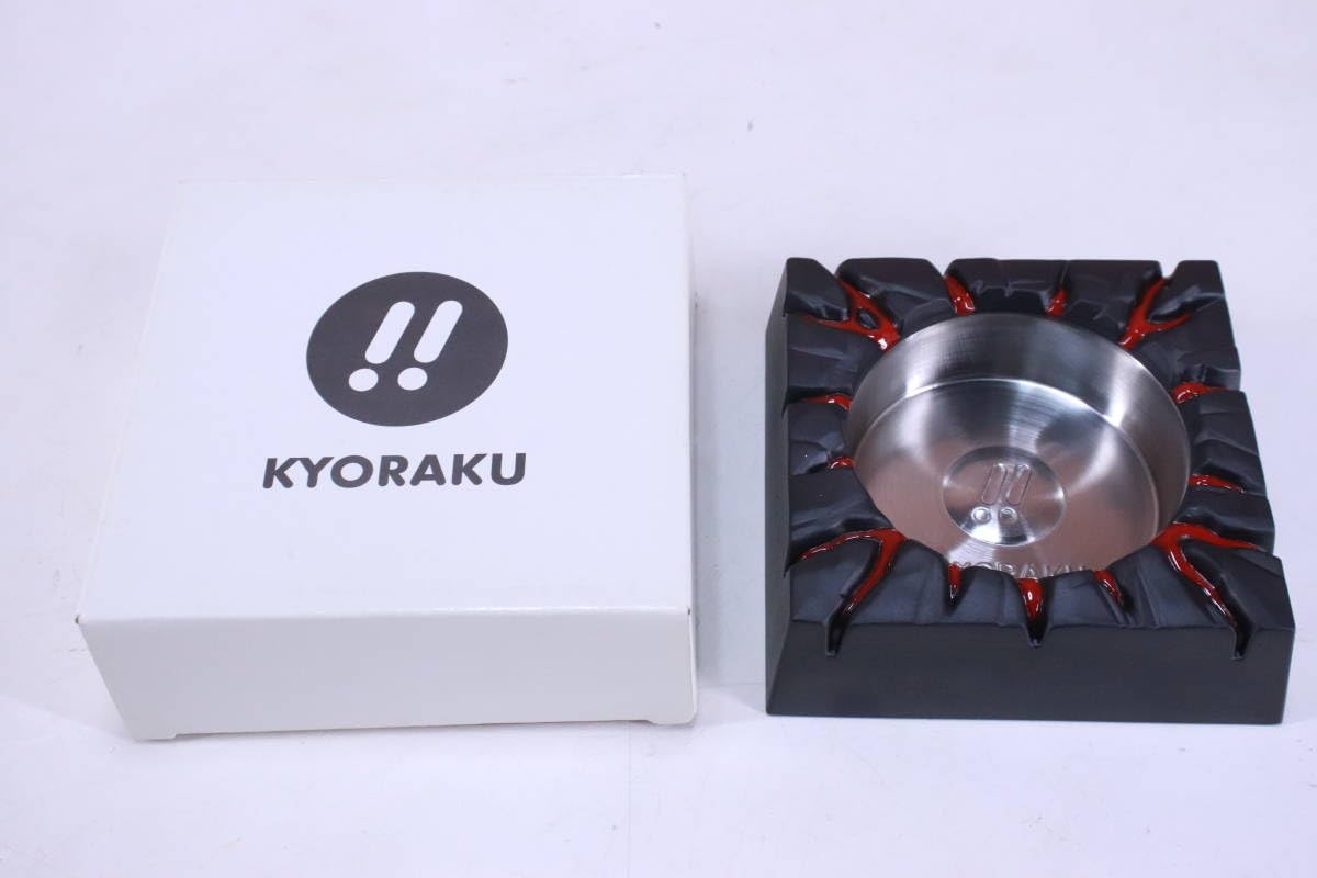KYORAKU 置き型灰皿 ステンレス製 黒赤 KYORAKU 置き型灰皿 ステンレス製 黒赤