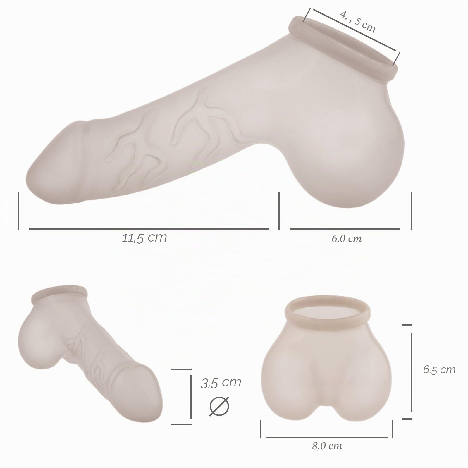 Funda para el pene de látex Danny Negro longitud del eje 11,5 cm - Sleeve venosa con saco escrotal y glande perfilado | Longitud del vástago: 11,5 cm, con vetas, con escroto, glande pronunciado, fabricado en Alemania